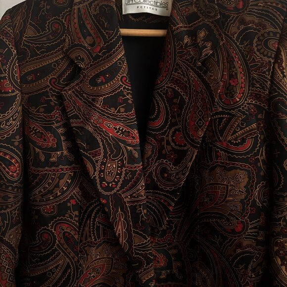 Vintage JH Collectibles Dark Paisley Print Silk Classic Blazer 4 - Picture 4 of 7